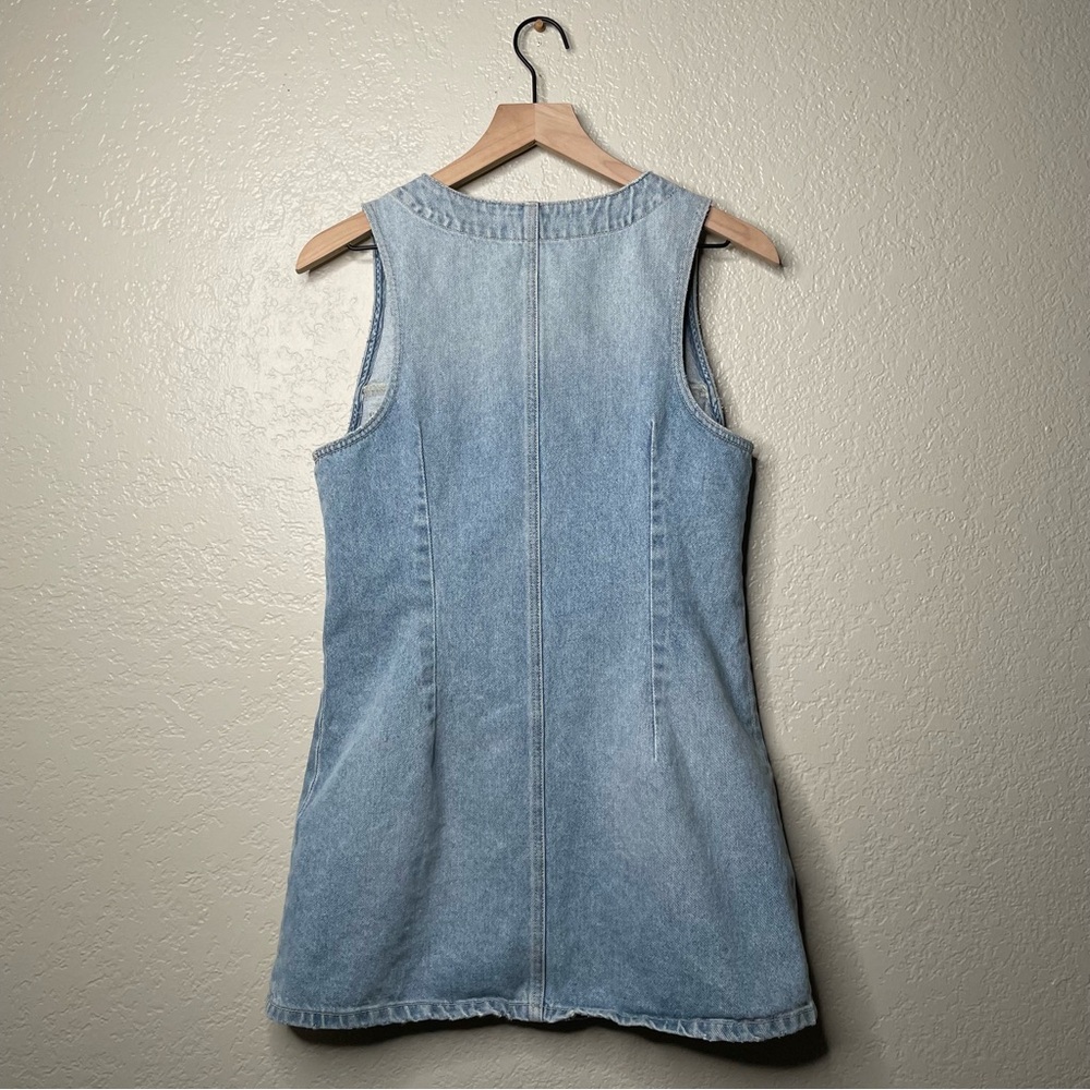 Tularosa Zoe Denim Dress Button Down V-Neckline Sleeveless Western - Picture 9 of 13